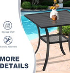 VICLLAX Patio Dining Table, Metal Outdoor Bistro Table 28" Square Table - Image 6