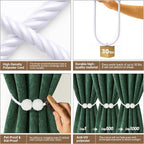 Hion Magnetic Curtain Tiebacks White 2pcs, Curtain Tiebacks Buckles Holdbacks - Image 4