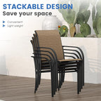 VICLLAX Patio Table and Chair Set of 4, All Weather Metal Round Outdoor Dining - Image 3