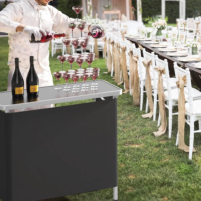 VINGLI 39" Portable Bar Table, 3-Tier Shelves, Mobile Bar Table - Image 2