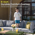 Sundale Outdoor 3 Pieces Patio Furniture Set, Metal Outdoor Sectional Sofa - Image 3