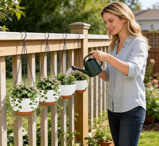 Set of 4-8 Inch Self Watering Hanging Planters - Image 3