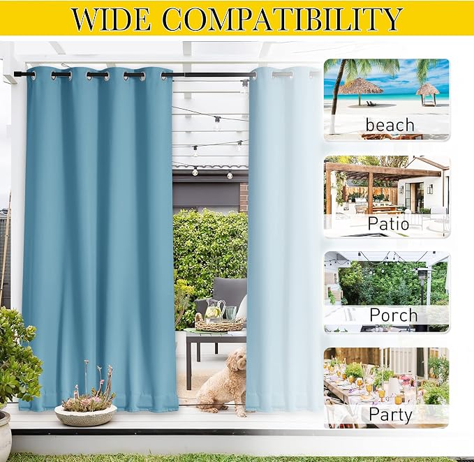 NICETOWN 2 Panels Weighted Blackout Outdoor Curtains - Image 8