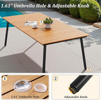 83" Patio Outdoor Dining Table for 6-8, Weather-Resistant Wood-Grain Top - Image 6