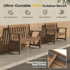Ciokea 49" Heavy Duty Outdoor Bench Set of 2, HDPE Weatherproof Garden Bench - Image 3