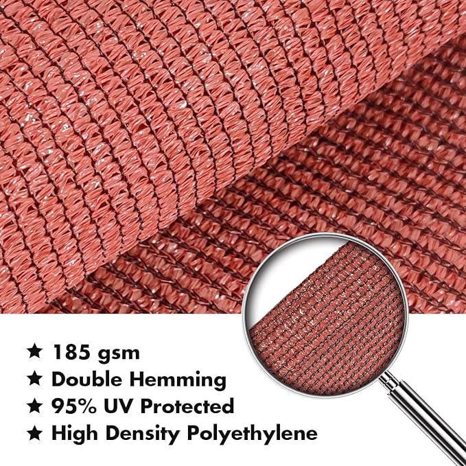KANAGAWA Sun Shade Sail Curved 24'X24' Rust Red Rectangle Outdoor Shade Cover - Image 6