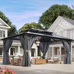 Aoxun 12'x16' Hardtop Gazebo, Aluminum Frame Permanent Pavilion - Image 2