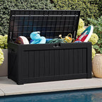 JUMMICO 120 Gallon Resin Deck Box, Large Outdoor Storage Box Waterproof & - Image 4