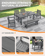 HDPE Outdoor Dining Set of 6, Patio Dining Table Set - Image 8