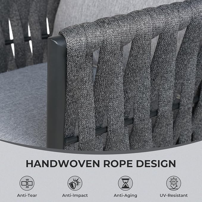 Grand patio Swivel Rope Wicker Chairs Set of 2, Patio Dining Chairs - Image 5