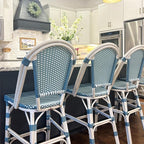 PURPLE LEAF French Bar Stool Set of 4 White Print Finish Patio Bar Stools - Image 3