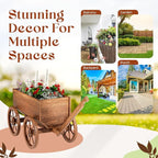 Wood Wagon Planter for Outdoor Balcony Decor - Image 6