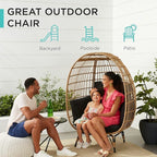 Best Choice Products Wicker Egg Chair, Oversized Indoor Outdoor Lounger - Image 4