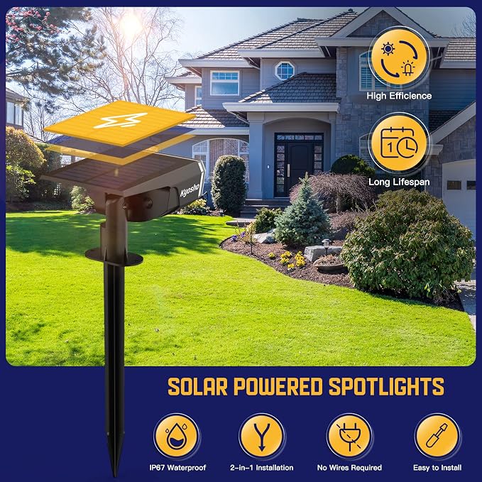 Kyosho Solar Outdoor Lights Waterproof IP67, 38 LEDs Solar Spot Lights Outdoor - Image 3