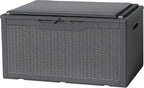 Flamaker Deck Box with Cushion 100 Gallon Waterproof Resin Storage Box with Air by Flamaker