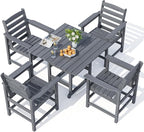 Outdoor HDPE Dining Table Set, 5-Piece All-Weather HDPE Outdoor Table and Chairs - Image 8