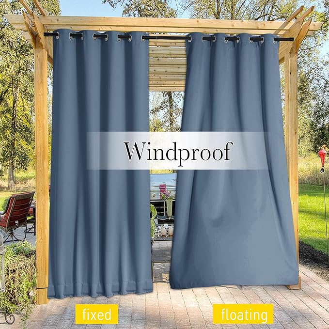 NICETOWN 2 Panels Gazebo Curtains Outdoor Waterproof & Windproof, Top & Bottom - Image 6