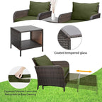 LEVELEVE Balcony Furniture 5 Piece Patio Conversation Set, PE Wicker Rattan - Image 4