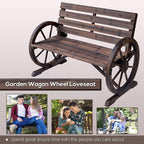 Outsunny 41" Wooden Wagon Wheel Bench, Rustic Outdoor Patio Weather Resistance - Image 7