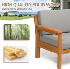 VINGLI 5 Pieces Wood Patio Furniture L-Shaped Outdoor Sectional Sofa Set - Image 4
