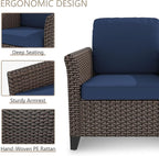 Patio Couch with High Back, All Weather PE Wicker Couch with Waterproof Cushion - Image 2