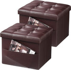 AmasSmile 2PC Storage Ottoman Folding Foot Rest Stool by AmasSmile
