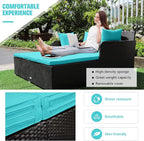 RELAX4LIFE Rattan Patio Outdoor Daybed, Wicker 2-Person Sunbed Loveseat - Image 7