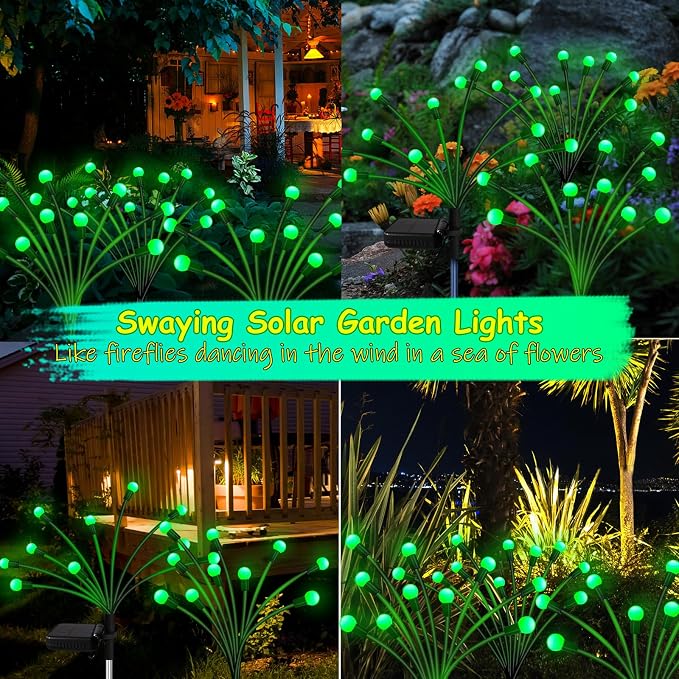 Kohlrabi Solar St Patricks Day Lights Outdoor, 2 Pack 20 LED Solar Green - Image 5