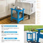 LUE BONA Adirondack Outdoor Side Table, 2-Tier Blue HDPS Patio End Table - Image 6