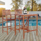 COSTWAY 3PCS Bar Table Set, Outdoor Acacia Wood Dining Set, Spacious Tabletop - Image 3