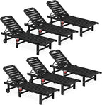 SERWALL Outdoor Chaise Lounge Set of 6, HDPE Pool Lounge Chair by SERWALL