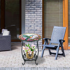 Outdoor Side Table Round Small Mosaic Patio Accent Indoor End Plant Metal - Image 6