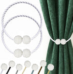 Hion Magnetic Curtain Tiebacks White 2pcs, Curtain Tiebacks Buckles Holdbacks by Hion