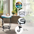 Outdoor Side Table Round Small Mosaic Patio Accent Indoor End Plant Coffee Tea - Image 4