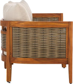 SAFAVIEH Outdoor Collection Amanda Natural Acacia Solid Wood/Taupe Cushion - Image 9