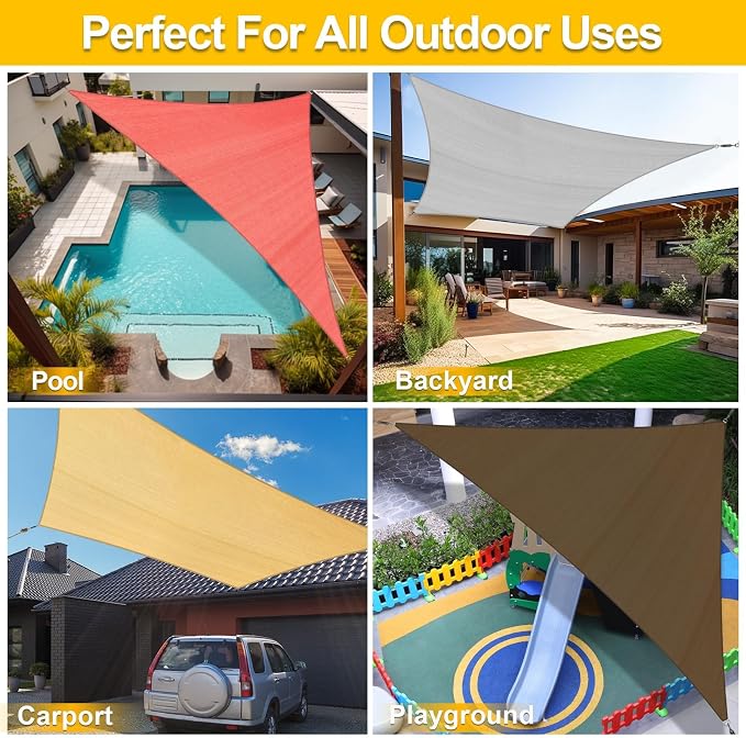 KANAGAWA Sun Shade Sail 13'x20' Dark Gray Rectangle UV Block Canopy Awning - Image 5