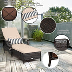 Tangkula Wicker Chaise Lounge Outdoor, Patio Rattan Reclining Chaise - Image 7