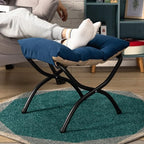 HollyHOME 15" Folding Footrest Stool, Upholstered Small Foldable Ottoman - Image 2