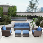 Belord Wicker Patio Furniture 5 Piece Outdoor Sofa Set, Oversize Outdoor Swivel - Image 3