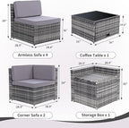 8-Piece Patio Furniture Set, Outdoor Wicker Rattan Sectional - Image 6