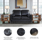 Signature Design by Ashley Bryceview Mid-Century Leather Match Tufted Loveseat - Image 4