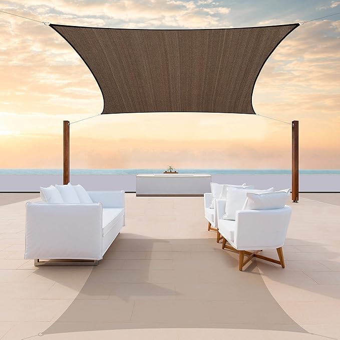 ColourTree 14' x 16' Brown Rectangle CTAPS16 Sun Shade Sail Canopy Mesh Fabric by ColourTree