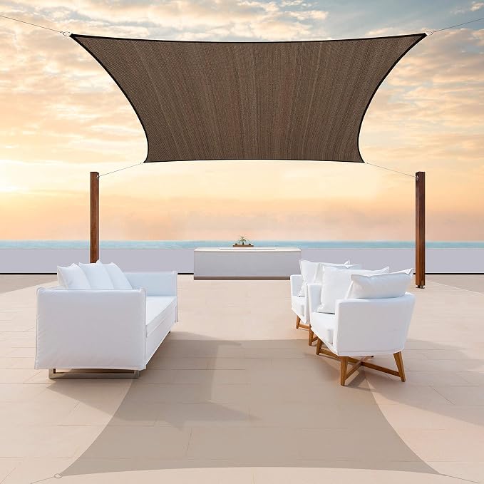 ColourTree TAPR1616 Custom Size 9' x 9' Brown Sun Shade Sail Canopy UV Block by ColourTree