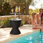 Tangkula Outdoor Cool Bar Table, Rattan Patio 8 Gallon Beer and Wine Cooler - Image 2
