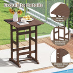 Tangkula 3-Piece Patio HDPE Bar Set, 2 Bar Height Adirondack Armchairs w/Square - Image 6