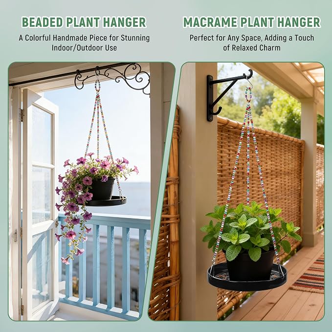 2-Pack Modern Boho Macrame Plant Hanger, 10/11 Inch Metal Hanging Planter Holder - Image 5