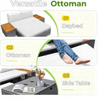 Greesum Outdoor Daybed Set Multifunctional Wicker Lounge Bed Furniture - Image 5