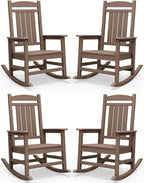SERWALL HDPE Outdoor Rocking Chair Set of 4, Patio Rocking Chairs, All-Weather by SERWALL