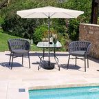 VINGLI Glass Patio Table with Umbrella Hole - Image 2