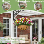 Black Flat Iron Metal Hanging Planter Basket - Image 6